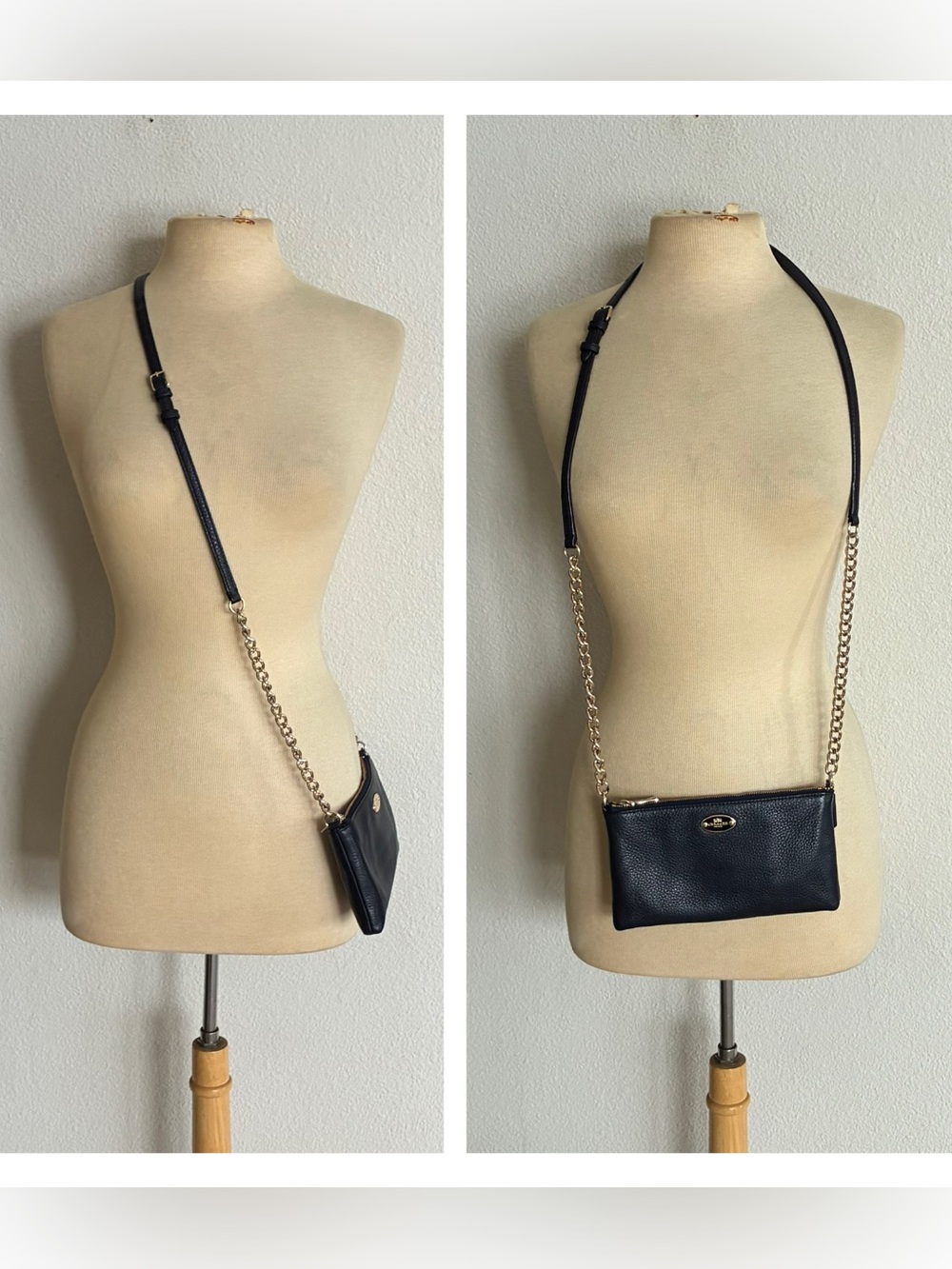 Coach deep blue pebbled leather Quinn crossbody bag